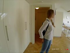 A petite Russian teen with platinum blonde hair gives her roommate the perfect blowjob