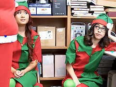 Santas naughty list includes a threesome with two cute college girls